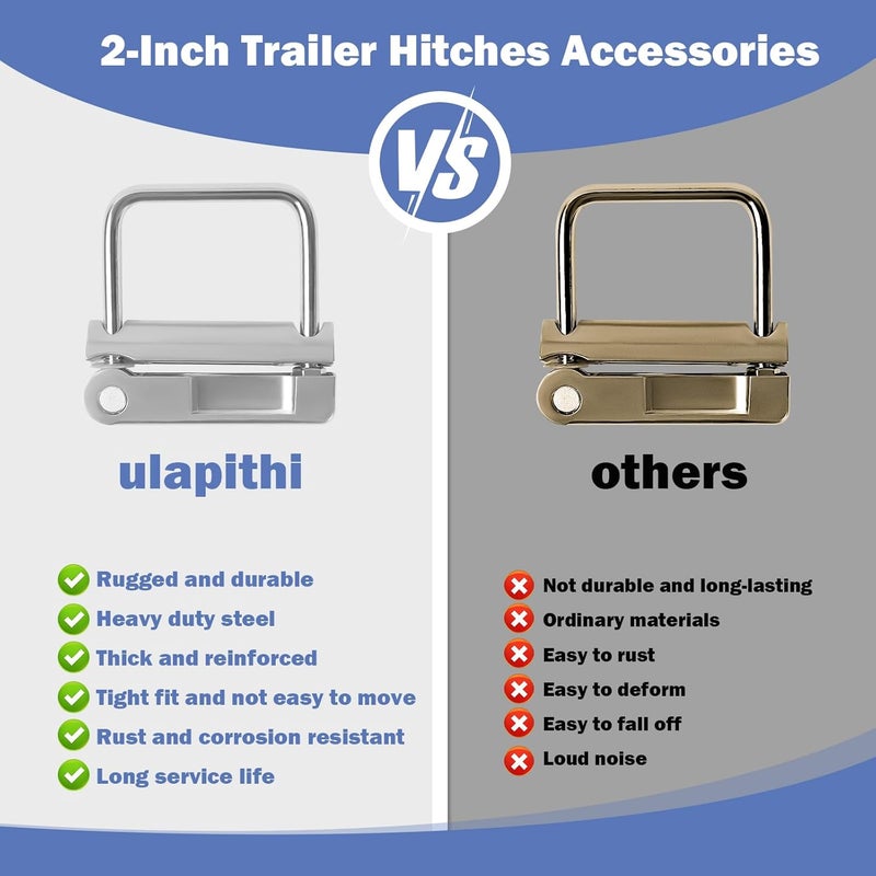 ulapithi 22325 No-Tool Anti-Rattle Hitch Clamp Tightener, Hitch Tightener Anti-Rattle Clamp for 2-Inch Receiver, Hollow or Solid Shanks Trailer Hitches Accessories, Silver Heavy Duty Hitch Stabilizer - Image 4